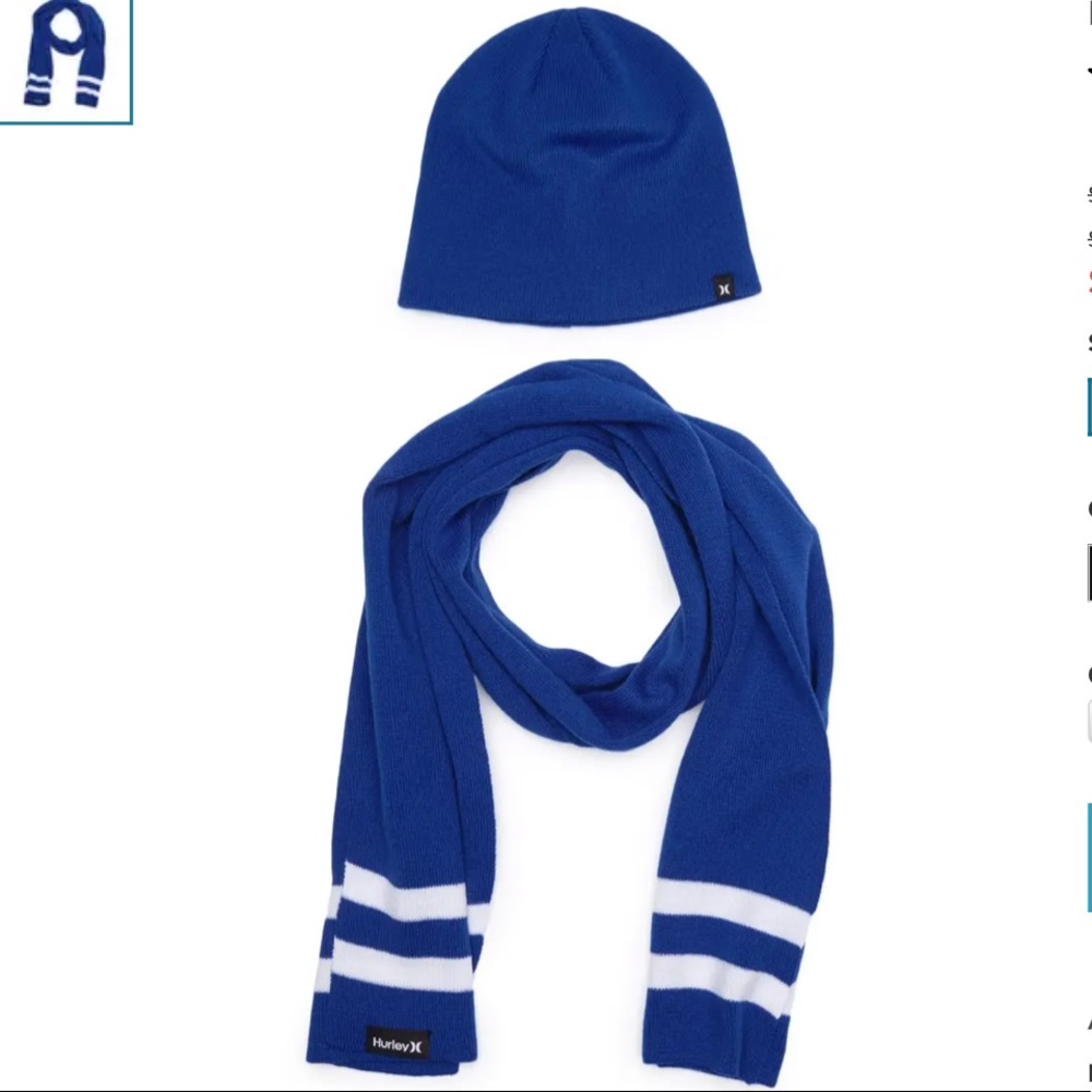 NWT Hurley New Yorker Beanie & Scarf 2-Piece Set